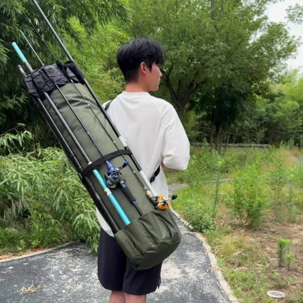 [Durable Fishing Rod Bag] Durable Green 1pc Fishing Rod Bag | Multifunction Large Capacity High Quality Rod Case, Folding Fishing Tackle Carry Bag - Image 10