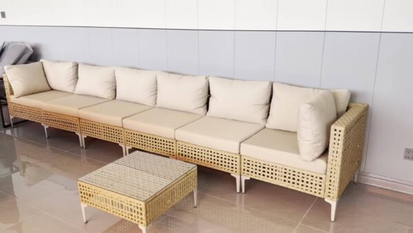 7pcs Outdoor Rattan Sofa Set with Coffee Table, Waterproof Seat Cushion, All-weather Seating - Suitable for Patios, Gardens, Poolside Outdoor Furniture - Image 10