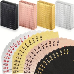 Playing Cards Foil Poker Cards Deck of Cards 24K Gold Plated Foil Poker Cards Gold Plated Playing Cards Foil Waterproof Playing Cards Waterproof Plastic Cards (Classic Colors, Stylish Pattern)