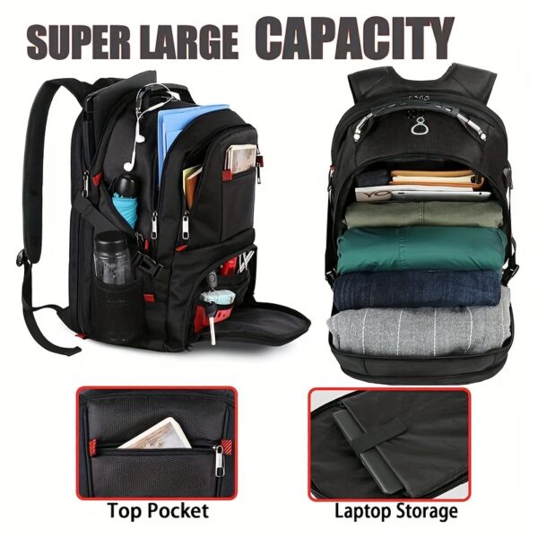 [Large Travel Backpack] 50L Large Men's Travel Backpack, Laptop Bag with USB Charging Port, Accommodates 17-Inch Laptops, Suitable for College, Approved for Airline Use, Business Work Bag, Perfect for Back-To-School Season, Ideal Valentine's Day Present - Image 2