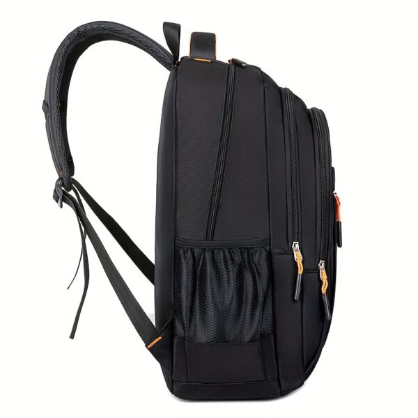 Stylish Black Nylon Backpack with Golden Accents - Large Capacity, Multiple Compartments, Durable & Lightweight for Middle & High Students, Trendy Campus Travel Bag with Laptop Sleeve, Backpack for - Image 10