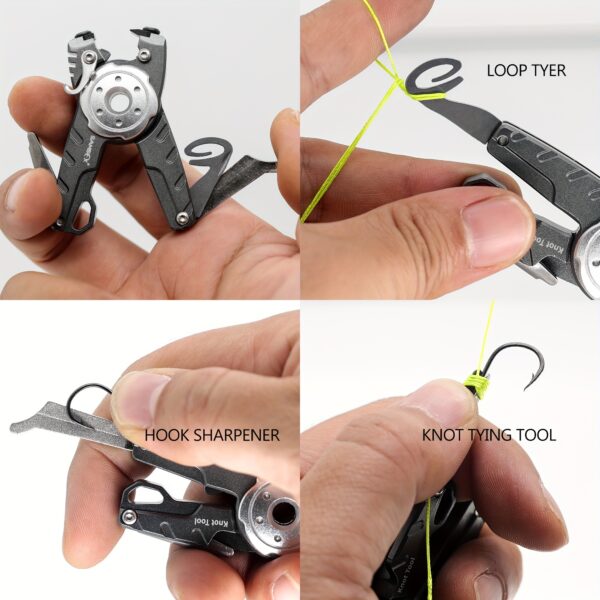 [Portable Pliers] SAMSFX 1pc Multifunctional Mini Pliers | Portable Aluminum Alloy Lure Pliers, Fishing Line Cutter with Retractors, Line Tying Tool - Image 5