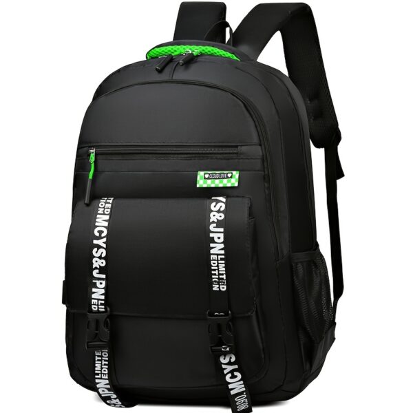 [Lightweight Backpack] Lightweight Canvas Men's Backpack | Large Capacity, Adjustable Straps, Multiple Compartments for School, Travel & Work, Black with White Stitching, Casual Daypack, Travel Backpack, Modern Backpack, Durable Stitching, Secure Zipper Closure - Image 17