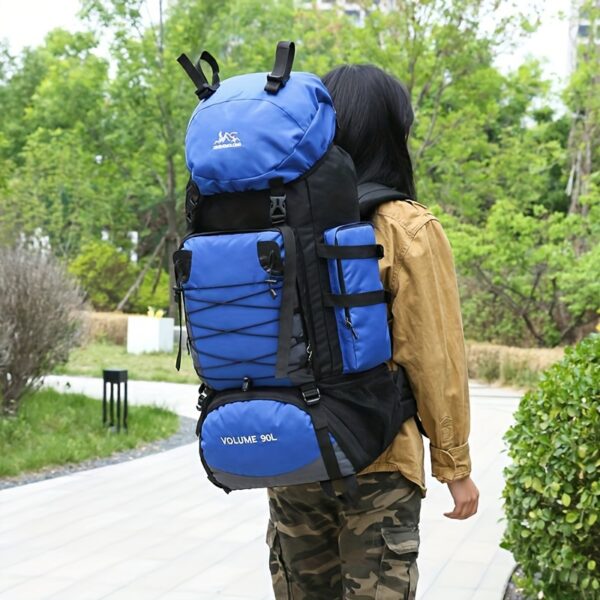 [Durable Hiking Backpack] Durable 90L Large Capacity Hiking Backpack | Multi-Compartment Design for Outdoor Trekking, Camping & Travel, with Adjustable Straps, Laptop Sleeve, and Front Zipper Closure, Hiking Gear - Image 7