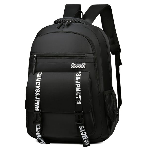 [Lightweight Backpack] Lightweight Canvas Men's Backpack | Large Capacity, Adjustable Straps, Multiple Compartments for School, Travel & Work, Black with White Stitching, Casual Daypack, Travel Backpack, Modern Backpack, Durable Stitching, Secure Zipper Closure - Image 16
