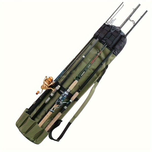 [Durable Fishing Rod Bag] Durable Green 1pc Fishing Rod Bag | Multifunction Large Capacity High Quality Rod Case, Folding Fishing Tackle Carry Bag - Image 5