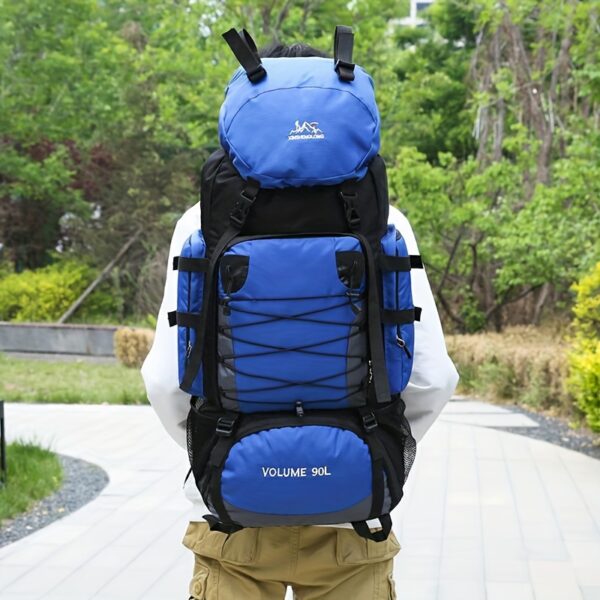 [Durable Hiking Backpack] Durable 90L Large Capacity Hiking Backpack | Multi-Compartment Design for Outdoor Trekking, Camping & Travel, with Adjustable Straps, Laptop Sleeve, and Front Zipper Closure, Hiking Gear - Image 3