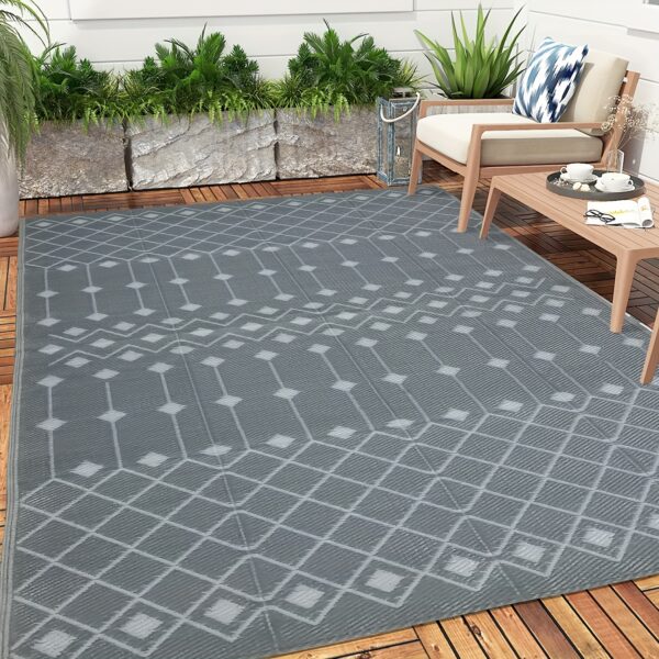 [Reversible Outdoor Mat] 1pc Reversible Polypropylene Outdoor Mat | Foldable, Double-Sided, Lightweight, Portable, Easy to Clean, for RVs, Patios, Camping, Backyard, Picnics, Spring/Summer - Image 14