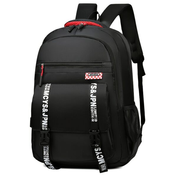 [Lightweight Backpack] Lightweight Canvas Men's Backpack | Large Capacity, Adjustable Straps, Multiple Compartments for School, Travel & Work, Black with White Stitching, Casual Daypack, Travel Backpack, Modern Backpack, Durable Stitching, Secure Zipper Closure - Image 18