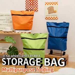 1pc Portable internet celebrity shopping bag, small trolley trailer, shopping cart with wheels, foldable, lightweight, express delivery, home pickup bag