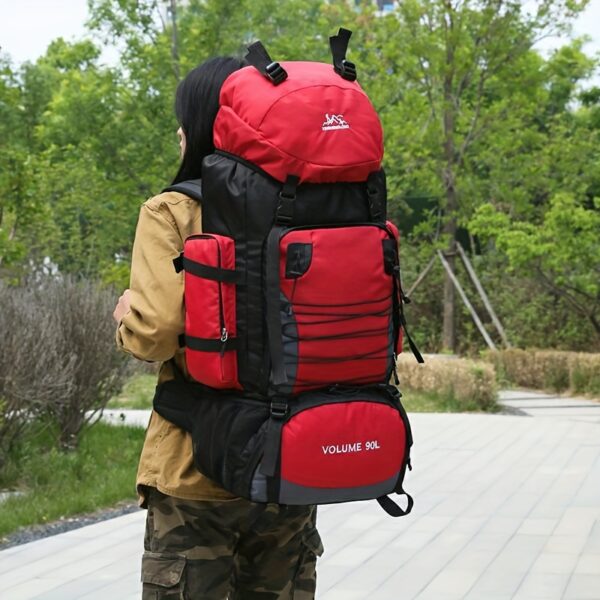 [Durable Hiking Backpack] Durable 90L Large Capacity Hiking Backpack | Multi-Compartment Design for Outdoor Trekking, Camping & Travel, with Adjustable Straps, Laptop Sleeve, and Front Zipper Closure, Hiking Gear - Image 5