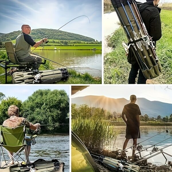 [Durable Fishing Rod Bag] Durable Green 1pc Fishing Rod Bag | Multifunction Large Capacity High Quality Rod Case, Folding Fishing Tackle Carry Bag - Image 8