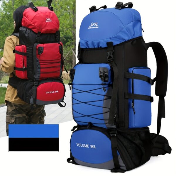 [Durable Hiking Backpack] Durable 90L Large Capacity Hiking Backpack | Multi-Compartment Design for Outdoor Trekking, Camping & Travel, with Adjustable Straps, Laptop Sleeve, and Front Zipper Closure, Hiking Gear