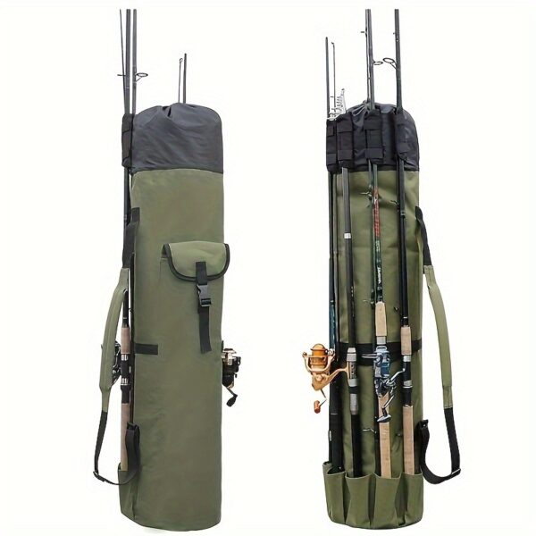 [Durable Fishing Rod Bag] Durable Green 1pc Fishing Rod Bag | Multifunction Large Capacity High Quality Rod Case, Folding Fishing Tackle Carry Bag - Image 2