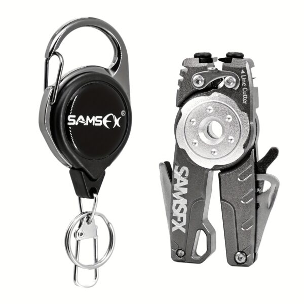 [Portable Pliers] SAMSFX 1pc Multifunctional Mini Pliers | Portable Aluminum Alloy Lure Pliers, Fishing Line Cutter with Retractors, Line Tying Tool