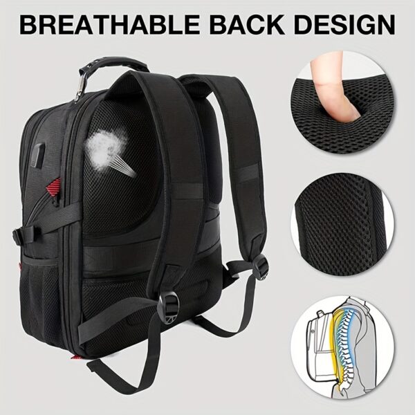 [Large Travel Backpack] 50L Large Men's Travel Backpack, Laptop Bag with USB Charging Port, Accommodates 17-Inch Laptops, Suitable for College, Approved for Airline Use, Business Work Bag, Perfect for Back-To-School Season, Ideal Valentine's Day Present - Image 9