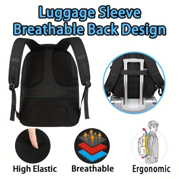 [Large Travel Backpack] 50L Large Men's Travel Backpack, Laptop Bag with USB Charging Port, Accommodates 17-Inch Laptops, Suitable for College, Approved for Airline Use, Business Work Bag, Perfect for Back-To-School Season, Ideal Valentine's Day Present - Image 5
