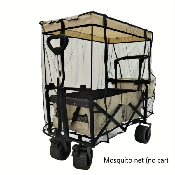 [Mosquito-Proof Wagon Cover] Black Polyester Mesh Folding Utility Wagon Insect Net Cover | Multifunctional Garden Cart Accessory Mosquito Net - Outdoor Adventure Protection Mosquito-Proof Cover, Zipper Closure, Woven, Non-Waterproof, Camping Gear for All Season - Image 5