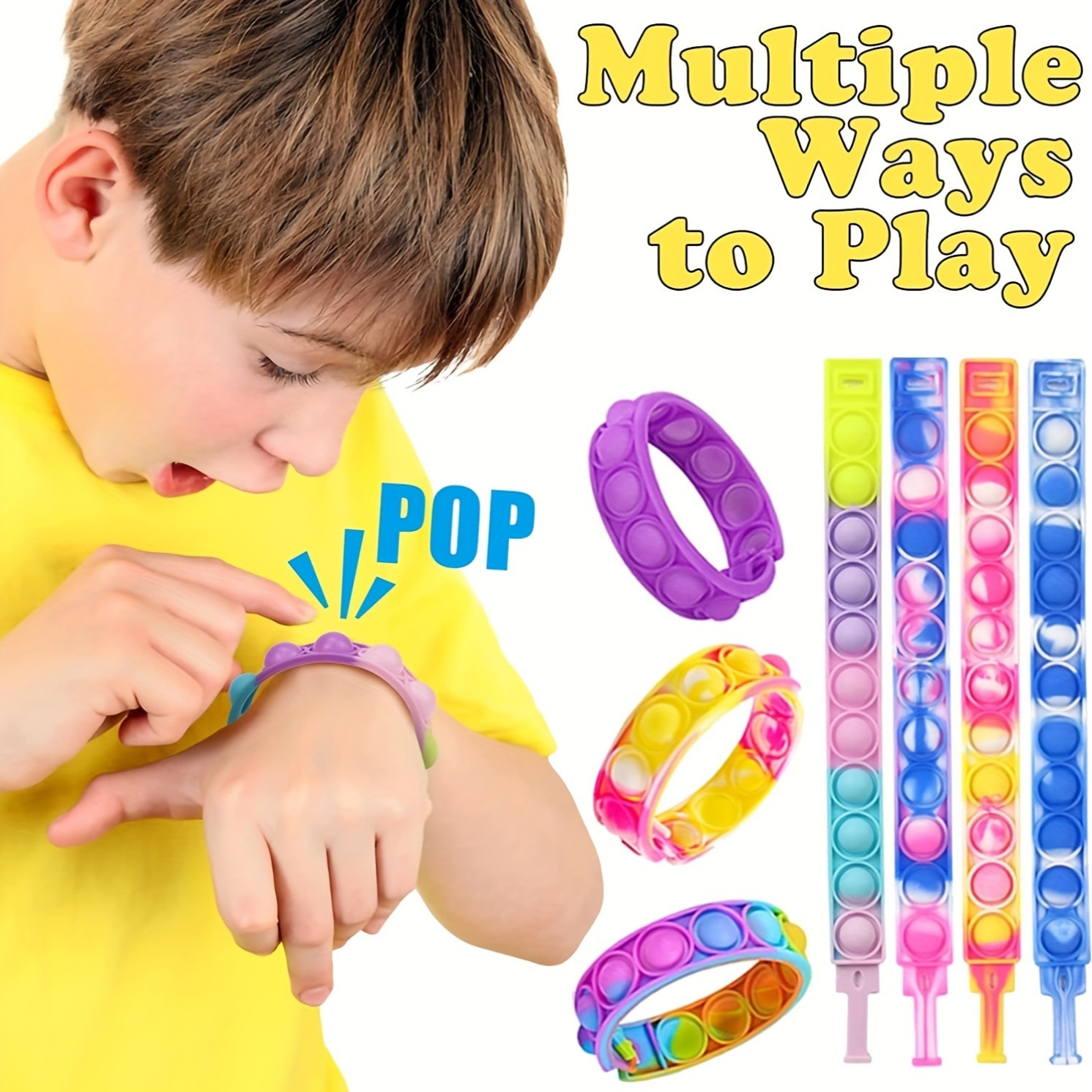 MEZHOBBY 30pcs/100pcs Pop Bracelet Party Favors Fidget Bracelet It Birthday Party Favors For Kids Goodie Bags Stuffers Classroom Prizes Brand - Image 2