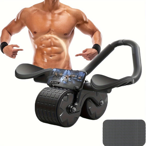 [Automatic Abdominal Roller Equipment] Universal Abdominal Roller with Automatic Rebound, 2-in-1 Core Training Equipment with Elbow Support, Home Fitness Gear, Uncharged, No Battery Required, Durable Silicone, Spandex, PVC Material