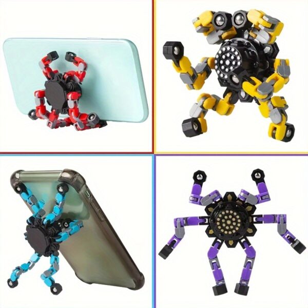 10/15pcs Random Fidget Spinners, DIY Deformable Robot Fingertip Toys, Decompression Spinner, Deformable Creative Mechanical Gyro Toys, Party Supplies - Image 4