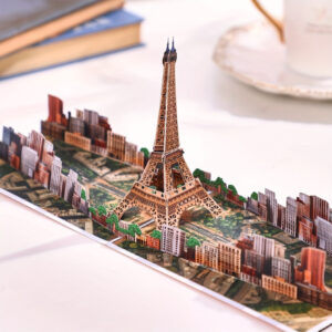 Paris Tower 3D Paper Greeting Card - Eiffel Tower & Cityscape Design, Pop-Up Travel Souvenir Gift for Friends, Birthdays, Mother'S Day, Thanksgiving - Durable Keepsake Keepsake, Gift for Travelers, Themed Event Accessory, Sturdy Construction