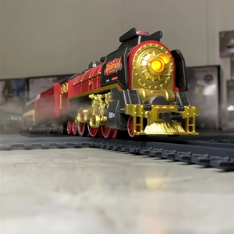 The 9064B-1 steam-powered remote-control Christmas train set comes with a remote control, lights, sound effects, and exquisite tracks. It is suitable for children aged 3 to 8 and above. - Image 3