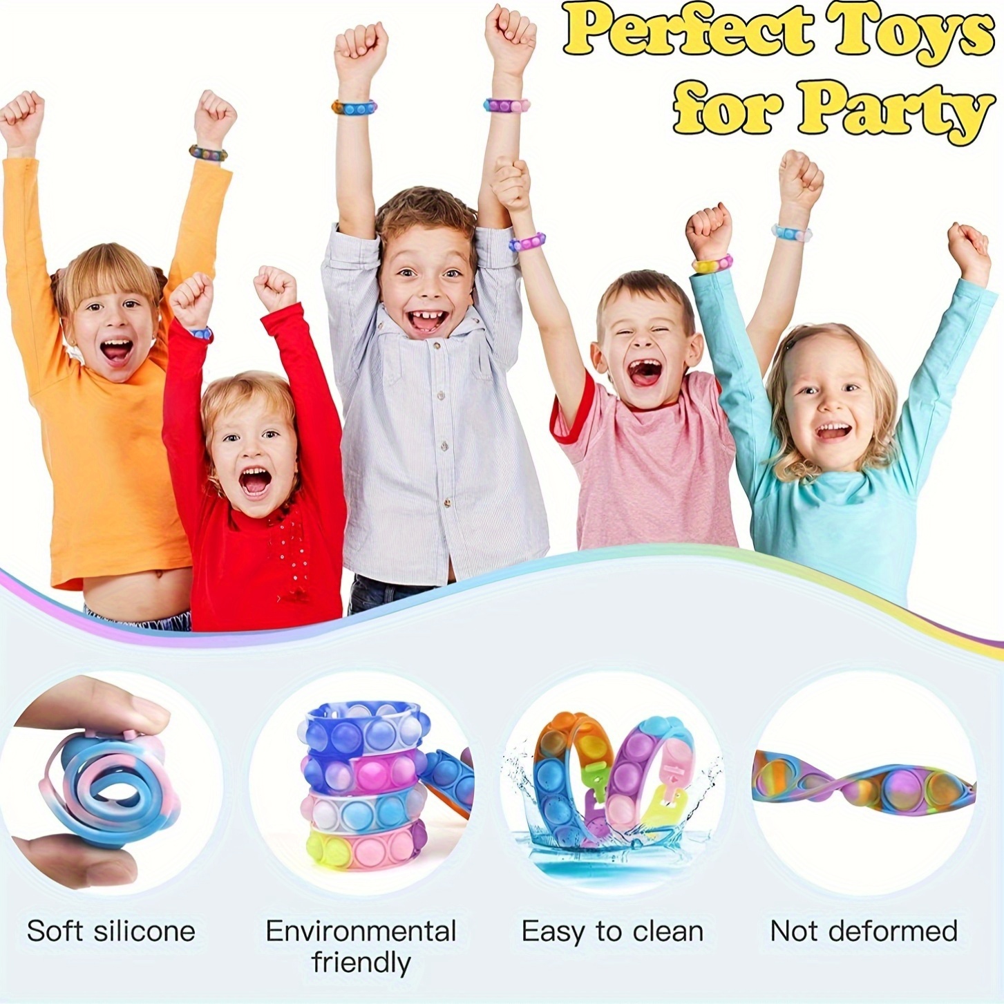 MEZHOBBY 30pcs/100pcs Pop Bracelet Party Favors Fidget Bracelet It Birthday Party Favors For Kids Goodie Bags Stuffers Classroom Prizes Brand - Image 8