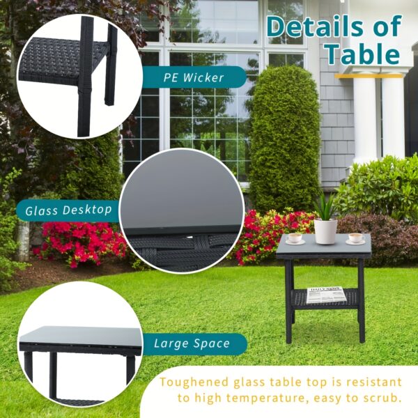 Patio Furniture Set 3pcs Wicker Furniture Wicker Table and Chairs with Coffee Table for Outdoor Garden Furniture Set with Cushions for Yard, Balcony, Poolside - Image 5