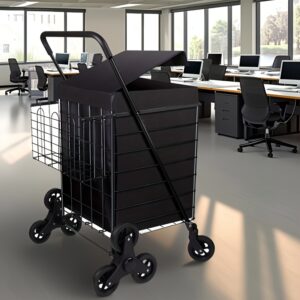 Folding Portable Rolling Cart - For Office Organization And Storage - With Waterproof Basket Lining And 360 ° Rotating Wheels | Foldable | Perfect For Offices, Books, Shopping, Black/silver