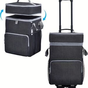 Large Insulated Cooler Bag with Wheels - Leakproof Heavy-Duty Soft Cooler, Holds 72 Cans/Drink Bottles, Collapsible Design with Side Pockets & Sturdy Handle for Camping, Beach, Tailgating, Picnics - Food-Safe Insulated Cooler for Outdoor Parties, Travel, Patio, Beach Essentials, Modern Luggage Style, Smooth Rolling Wheels