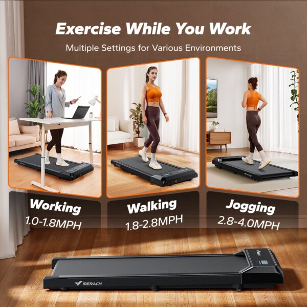 Under Desk Treadmill, 2-in-1 Walking Pad for Walking And Jogging 2.5HP Low-Noise Treadmill with Remote Control Lanyard 265lbs Weight Capacity, Workout Equipment for Home Gym - Image 6