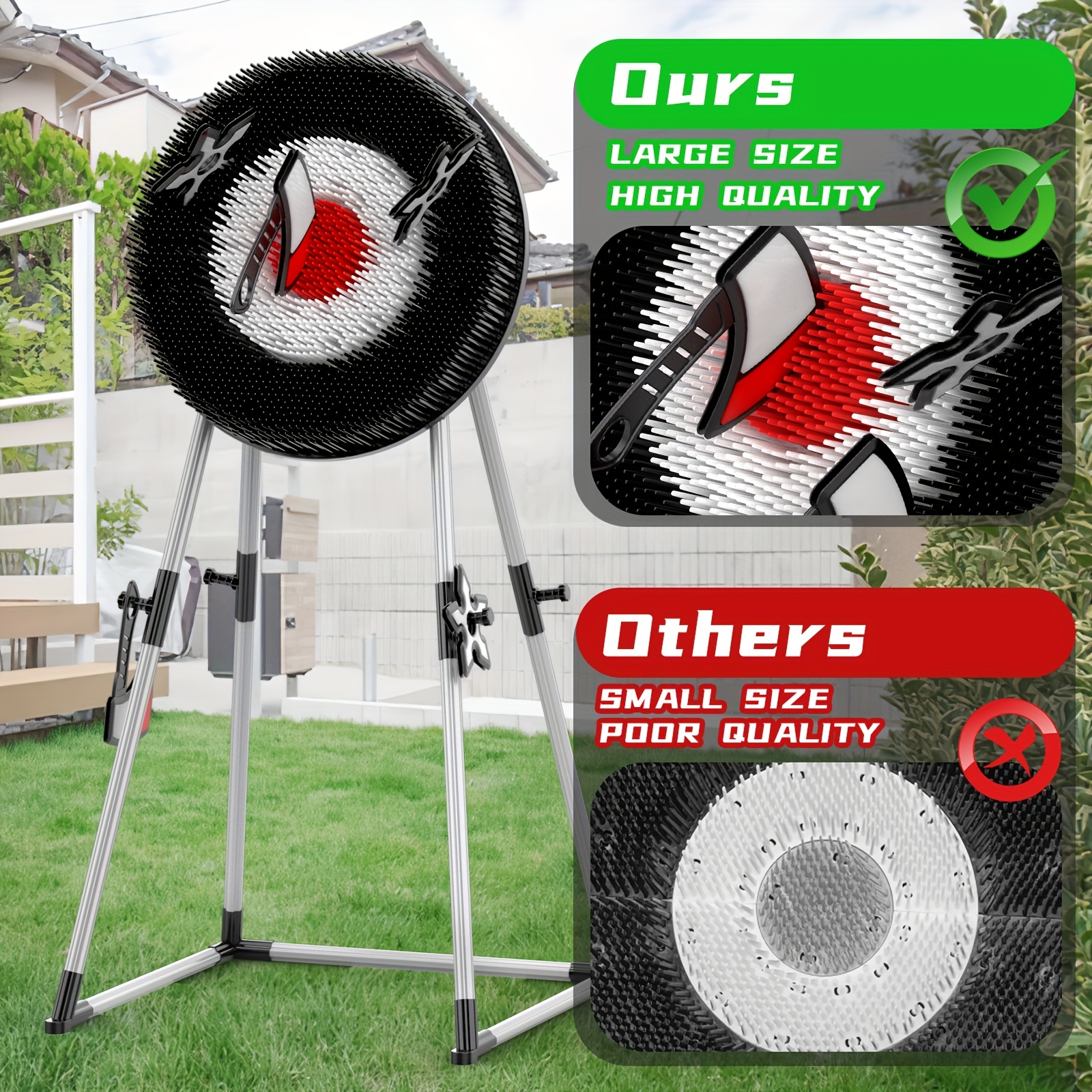 BLACK SERIES Axe Throwing Set - Includes 3 Plastic Axes, Collapsible Stand, Bristle Target - Safe for Indoor & Outdoor Play - Fun Sports Toss Game - For Adults - Christmas Gift Idea - Image 5