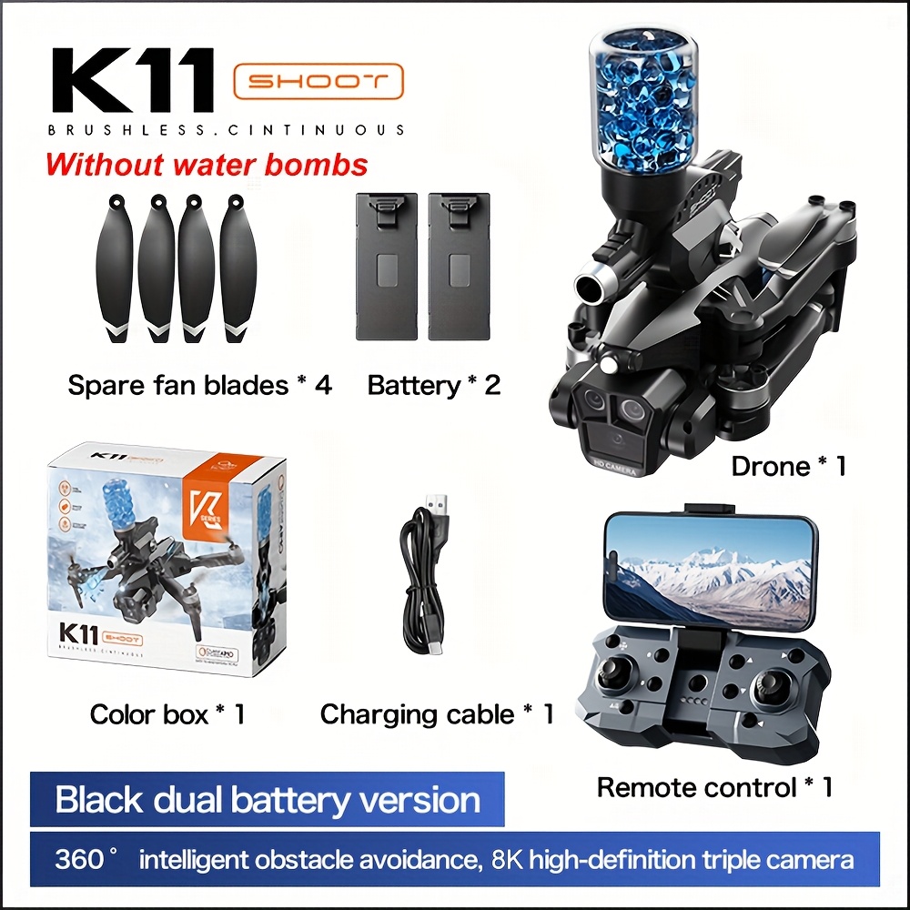 SEREE K11MAX Water Bomb Drone with 8K Camera, Long Range GPS Quadcopter for Beginners, Optical Flow, 5G Transmission, Foldable Design, Brushless Motor, Obstacle Avoidance, Auto Home & Follow Me, Includes 2 Batteries & Carrying Case, Perfect Gift for Men, Recreational Drone | Sleek Drone | Precision Navigation - Image 5