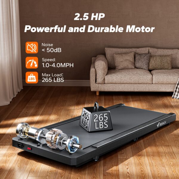Under Desk Treadmill, 2-in-1 Walking Pad for Walking And Jogging 2.5HP Low-Noise Treadmill with Remote Control Lanyard 265lbs Weight Capacity, Workout Equipment for Home Gym - Image 4