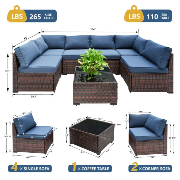 [FOHO Patio] FOHO 1 Set Waterproof Rattan Patio Furniture | Soft Cushions, Light-Resistant Metal And Plastic Frame - No Power Needed, Ideal for Indoor/Outdoor Use - Image 4