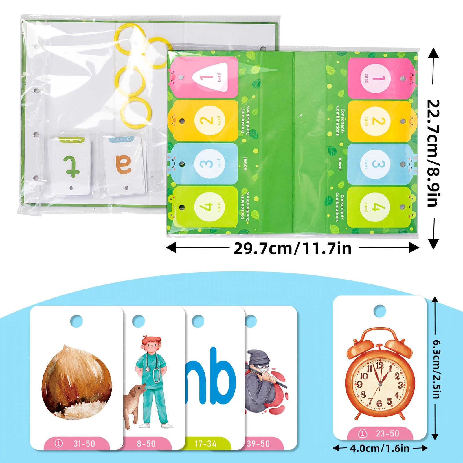 CVC Word Flip Charts Double-Sided Desktop Chart Card Set 129pcs - Interactive Spelling Game, Word Building Cards, Educational Spelling Toy, Literacy Learning Card, Classroom Educational Toys For Kids - Image 5