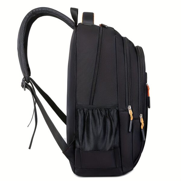 [Black Nylon Travel Backpack] Durable Large Capacity Black Nylon Backpack - Adjustable Straps, Multiple Compartments, and Tassel Detail for College, High School, Travel, and Everyday Use - Image 2