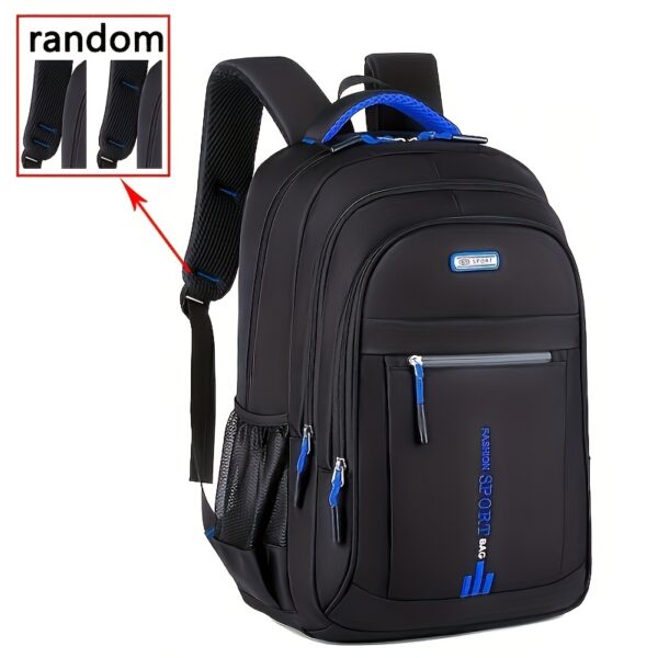 Stylish Black Nylon Backpack with Golden Accents - Large Capacity, Multiple Compartments, Durable & Lightweight for Middle & High Students, Trendy Campus Travel Bag with Laptop Sleeve, Backpack for - Image 3