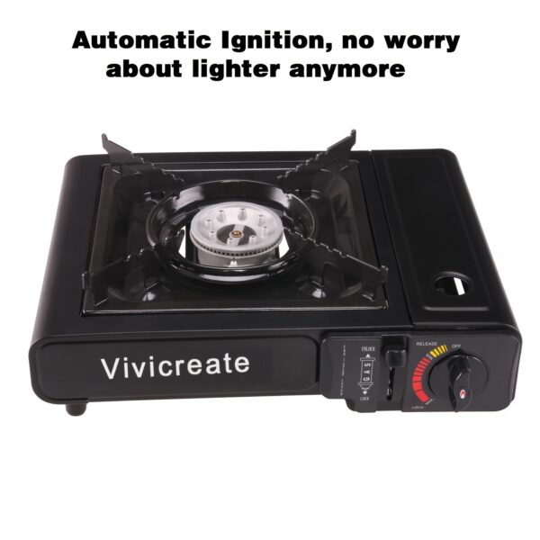 [Portable Stove] Portable Butane Stove | Vivicreate Compact Outdoor Cooking Burner with Powder-Coated Steel Finish, Easy-to-Carry Handle & Adjustable Knobs, Durable Cooking Surface, for Camping, BBQ & Korean Cooking - Image 5