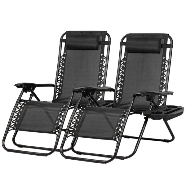 Zero Gravity Adjustable Relaxing Set Of 2 Chairs, With Cup Holder - Recliners For Patio, Lawn, Garden, And Beach - Image 5
