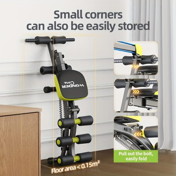 WONDER CORE 2 Total Gym Machine - Adjustable Ab Machine for Stomach Workout, Sit-Up Bench & Ab Lounger Exercise Chair, Home Gym Equipment with Green & Yellow Design, Compact Space-Saving Fitness Chair for Core Training, Multifunctional Fitness, Sleek Workout Equipment, Padded Comfort - Image 4