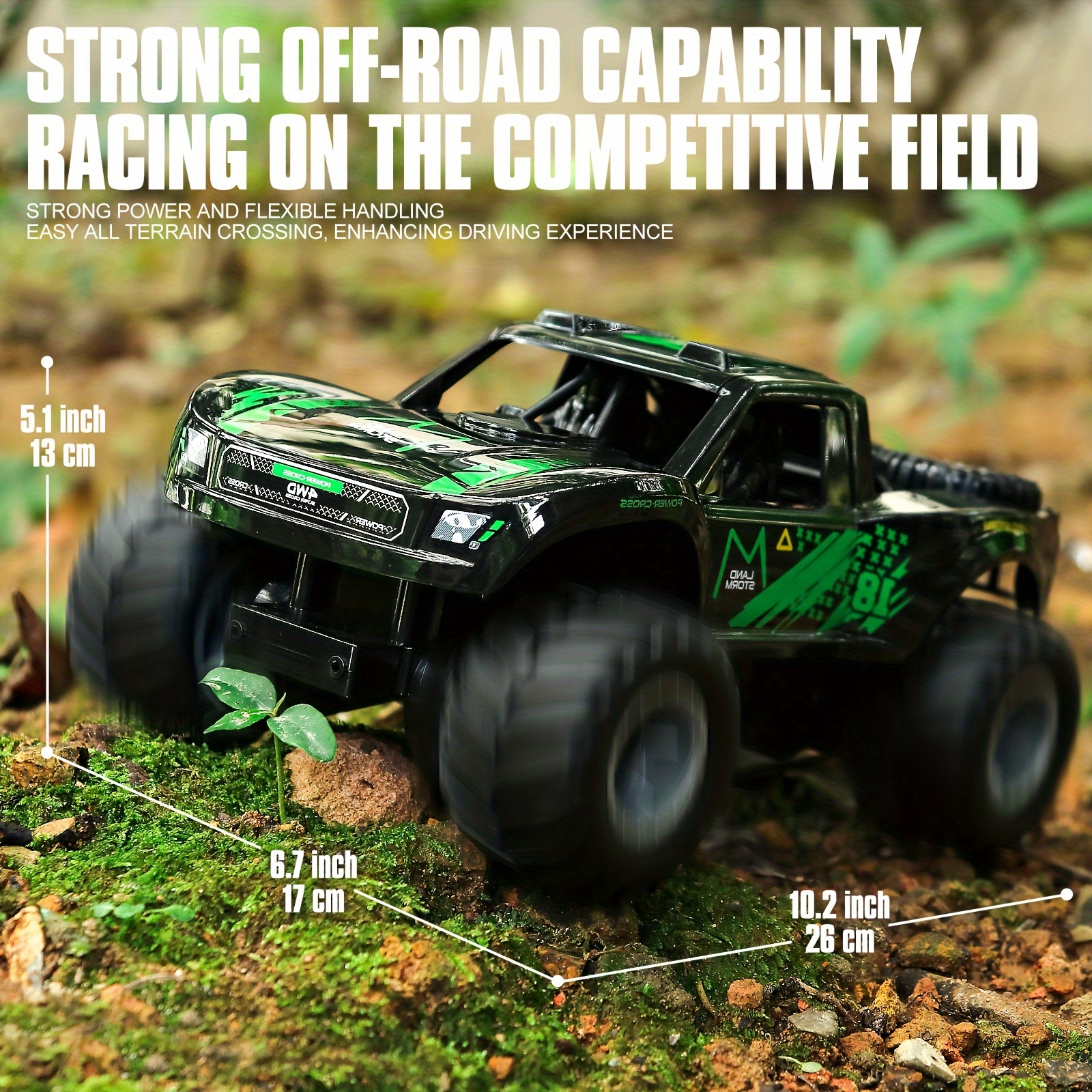 Amphibious RC Monster Truck - 1:16 Scale, 4WD Off-Road Capability,, Includes 2 Rechargeable Batteries, Durable Plastic Body, Ideal Gift for Boys Ages 4-7, Outdoor Play Vehicle|Sporty Design|Rechargeable Toy, NIHO TECH - Image 8