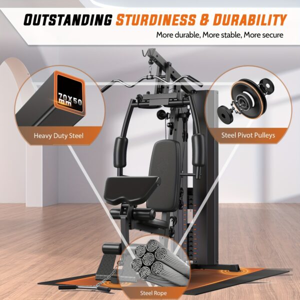 Versatile Adjustable Cable Machine for Home Gym - Full Body Workout Equipment with Pulley System, Includes Leg Press & Preacher Curl Pad - Sleek Black Iron Design - Perfect Christmas Gift for Men & Women, Gym Accessories - Image 6