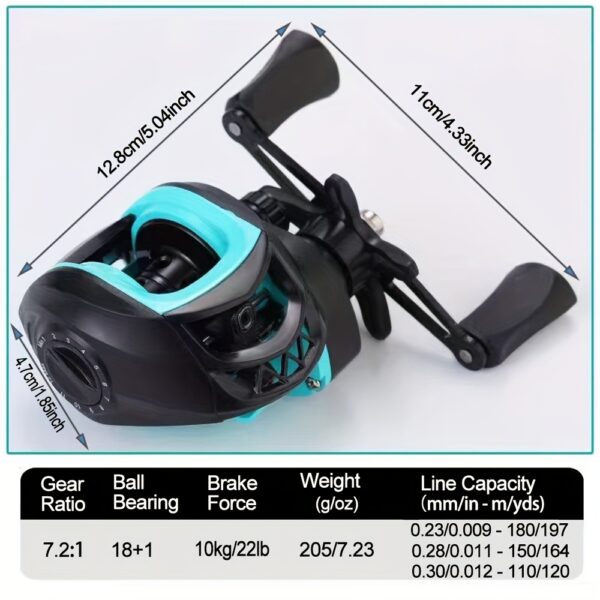 [GHOTDA Fishing Rod] GHOTDA Carbon Fishing Rod Set | Spinning Casting 1.8m Portable Travel Rod Lure Fishing Rods Surfcasting Shore Pole 4 Sections, 7.2:1 Baitcasting Reel Left/ Right, PE Fishing Line 100m - Image 6