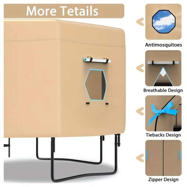[Durable Trampoline Tent] Durable Nylon 1pc Trampoline Tent | 6 Ventilation Windows, UV Protection - Easy Assembly, Brown - Ideal for Halloween, Christmas, Thanksgiving, New Year, & Spring Festival - Image 4