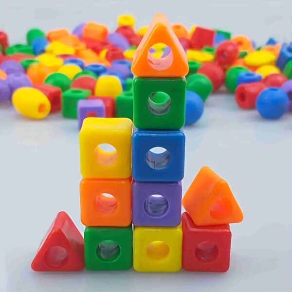 28/44pcs Beads with String,, Educational Bead Stringing Toys - Shape And Color Classification, Fine Motor Skills, Hands-On Ability Development Set, with Stringing String And Storage Bag, Ideal Building Block Toy Gift - Image 8