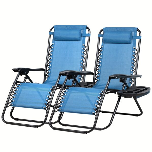 Zero Gravity Adjustable Relaxing Set Of 2 Chairs, With Cup Holder - Recliners For Patio, Lawn, Garden, And Beach - Image 13