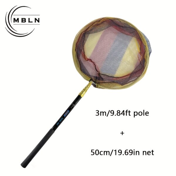 [Retractable Fishing Net] MBLN 3m Extra-Long Retractable Carbon Fiber Fishing Net | Durable Mesh & Comfortable Handle - Black & Yellow Design for Easy Fish Catching - Image 5