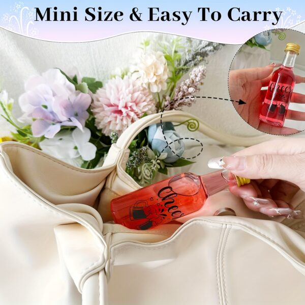 31pcs Airtight Shot Bottles with Caps - Plastic Mini Bottles with Cheer Label, 1.7oz/50ml & 0.85oz/25ml, Reusable for DIY Juice, Homemade Spirits - Elegant Presentation, Housewarming, Birthday & Wedding Party Favors, Party Drinkware, Cheerful Label Design, Secure Cap Design - Image 14